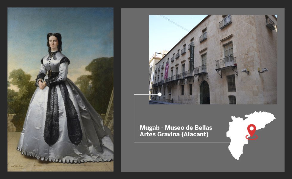 El alcoyano Antonio Gisbert es el autor de una de las pinturas cumbre del siglo XIX español expuestas en el Prado:  Fusilamiento de Torrijos y sus compañeros en las playas de Málaga.  El artista, formado en la Real Academia de Bellas Artes de San Fernando y becado en Roma entre 1855 y 1858, llegó a dirigir el museo de 1868 a 1873, desde la caída de Isabel II hasta la de Amadeo de Saboya. Este retrato de Matilde Periche es una de las 15 obras depositadas desde 2012 en el Mubag y forma parte del proyecto del centro de mostrar a los artistas alicantinos. Aquí se aprecia la destreza de este pintor y el gran retratista que fue, incluso de reyes: atendió numerosos encargos de Amadeo de Saboya y se ocupó de su imagen oficial.
