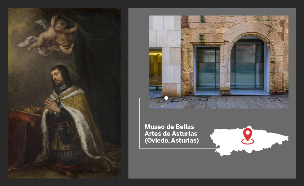 Fue después de la muestra  La belleza encerrada,  en 2013, cuando este pequeño lienzo se atribuyó con seguridad a Murillo. El pintor sevillano le retrata con la corona de Fernando III de Castilla y no con el nimbo de santidad porque lo pintó poco antes de la canonización del monarca en 1672. Esta y otras 43 obras son el depósito del Prado en el museo asturiano, un préstamo relativamente reciente (de los años ochenta) gracias a la iniciativa de Alfonso Emilio Pérez Sánchez, director del Prado entre 1983 y 1991, que tenía la idea de conformar pequeños recorridos de la historia de la pintura europea en los museos provinciales que solicitasen obras a la pinacoteca.