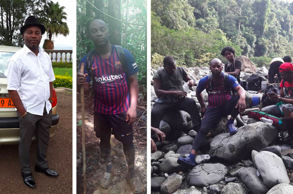 En la izquierda, Ngu antes de partir. En el centro y derecha, durante su paso por el Darién